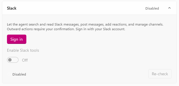 Slack connector sign-in screen